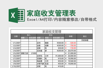 家庭收支管理表免费下载