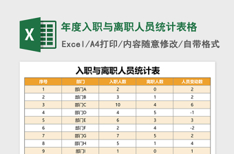 年度入职与离职人员统计excel模板表格