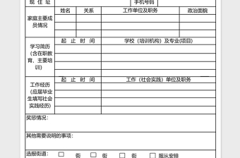 职员招聘考生报名表excel表格下载