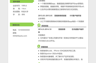 时尚IOS工程师Excel简历表格模板