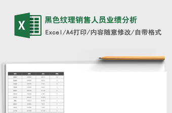2025黑色纹理销售人员业绩分析excel模板