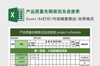 产品质量先期策划及进度表免费下载