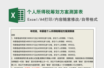 个人所得税筹划方案测算表excel表格下载