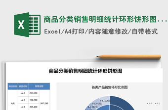 商品分类销售明细统计环形饼形图excel模板