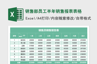 2025销售部员工半年销售报表excel模板表格