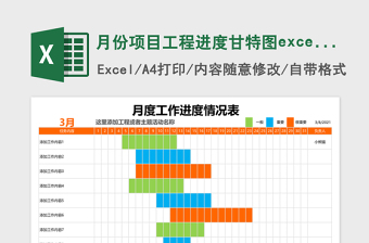 月份项目工程进度甘特图excelexcel模板