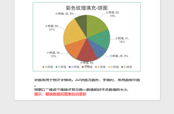 多彩纹理填充饼图excel表格下载