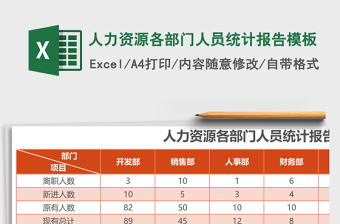 人力资源各部门人员统计报告excel模板