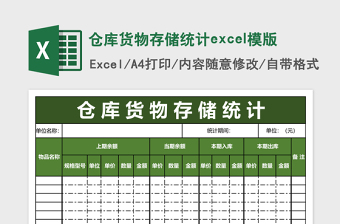 2025仓库货物存储统计excel模版