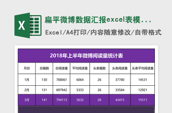 2025扁平微博数据汇报excel表模板