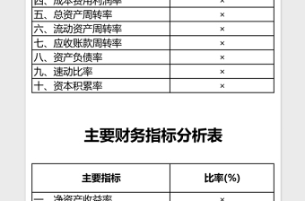 主要财务指标分析表excel模板