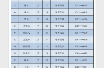 面试人员名单表excel表格下载