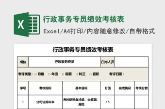 行政事务专员绩效考核表下载