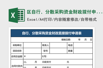 2025区自行、分散采购资金财政拨付申请表