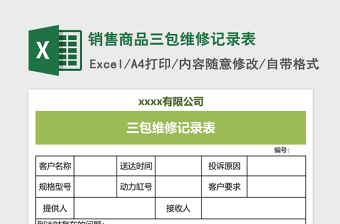 2025销售商品三包维修记录表