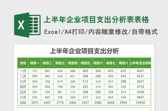 2025上半年企业项目支出分析表Excel模板表格