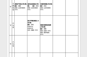 2025简约课程表（土地与资源）excel表模板