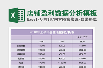 2025店铺盈利数据分析excel表格模板