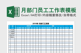 月部门员工工作表excel表格模板