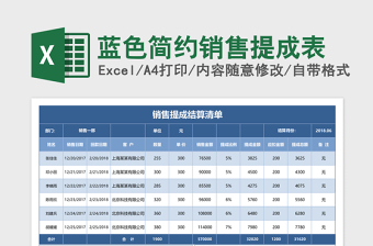 2025蓝色简约销售提成表excel模板