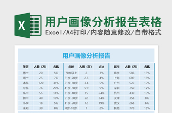 用户画像分析报告excel表格下载表格