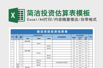 简洁投资估算表模板免费下载