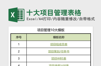 十大项目管理表格下载