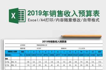 2019年销售收入预算表excel表格下载