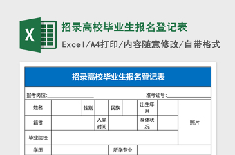 2025招录高校毕业生报名登记表Excel表格