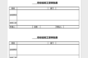 2025简约加班工资审批表excel表模板