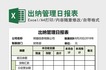 出纳管理日报表excel表格下载