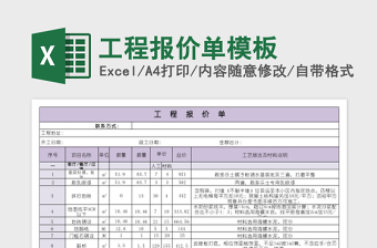 2025工程报价单excel表格模板