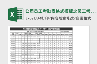 公司员工考勤表格式模板之员工考勤Excel表格