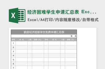 2025经济困难学生申请汇总表 Excel表