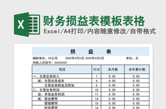 财务损益表模板表格