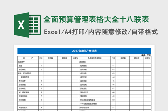 全面预算管理表格大全十八联表免费下载