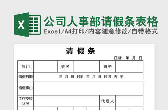 2025公司人事部请假条表格