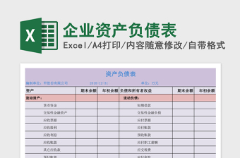 企业资产负债表excel表格下载