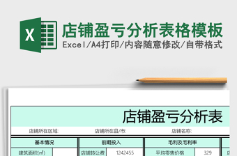 店铺盈亏分析表格excel模板