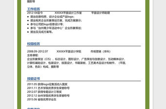 绿色大气平面设计师Excel简历表格模板