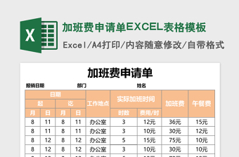 2025加班费申请单EXCEL表格模板