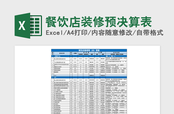 餐饮店装修预决算表免费下载