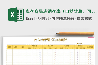 2025年库存商品进销存表（自动计算，可打印）