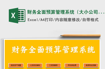 2025全面预算管理excel表格大全