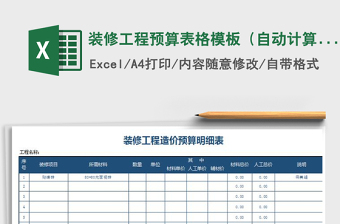 2025年装修工程预算表格模板（自动计算）