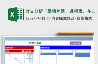 收支分析（带切片器，透视表，多维度自由分析）