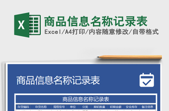 2025年商品信息名称记录表