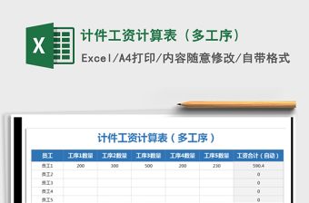 2024年计件工资计算表（多工序）免费下载