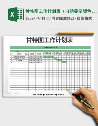 2025年甘特图工作计划表（自动显示颜色）