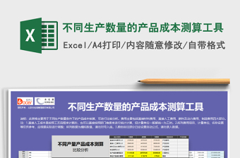 2024年不同生产数量的产品成本测算工具免费下载